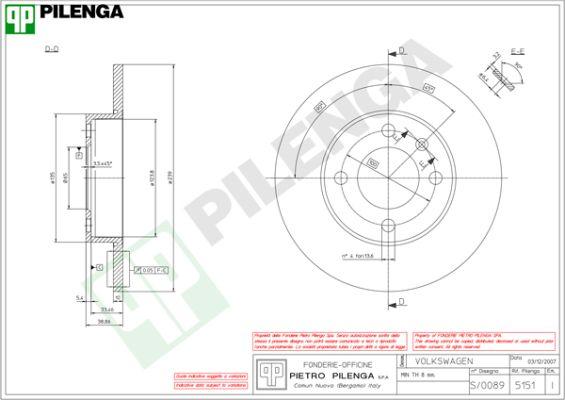 Pilenga 5151 - Тормозной диск autospares.lv
