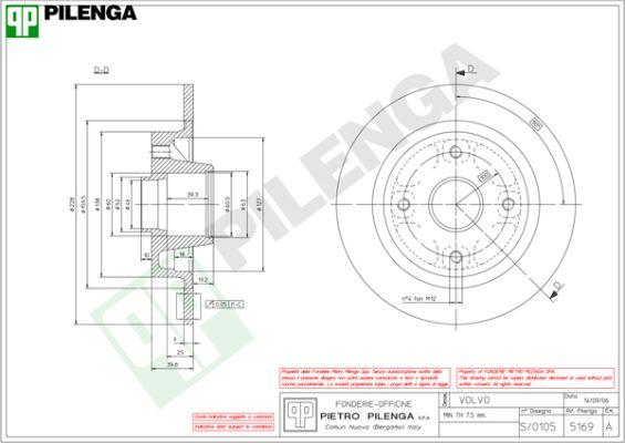 Pilenga 5169 - Тормозной диск autospares.lv