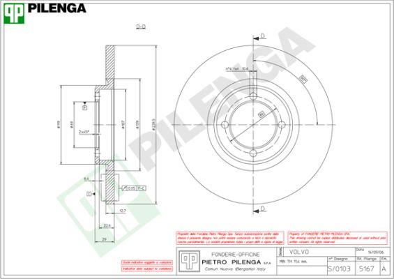 Pilenga 5167 - Тормозной диск autospares.lv