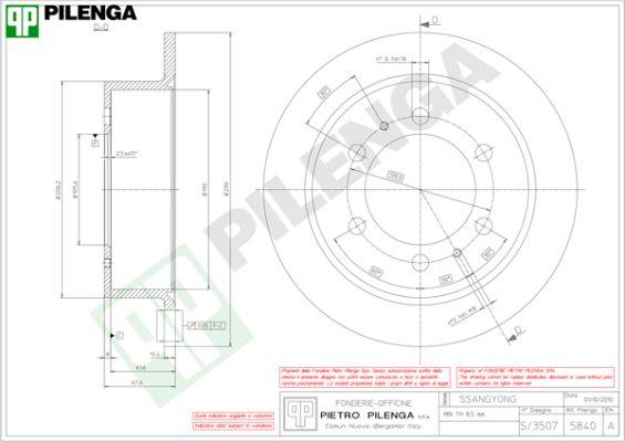 Pilenga 5840 - Тормозной диск autospares.lv