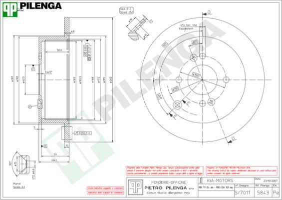 Pilenga 5843 - Тормозной диск autospares.lv