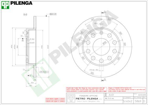 Pilenga 5869 - Тормозной диск autospares.lv