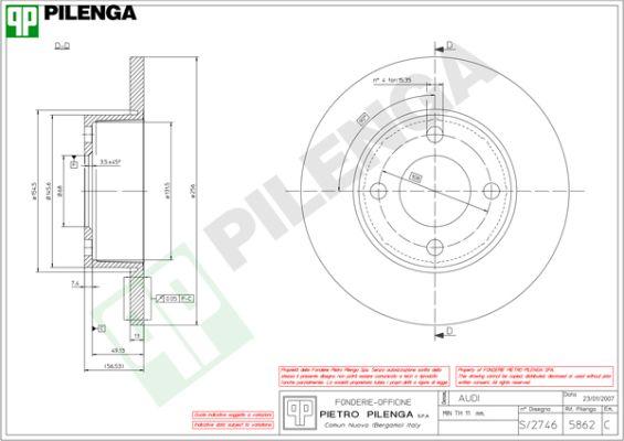 Pilenga 5862 - Тормозной диск autospares.lv