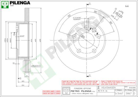 Pilenga 5867 - Тормозной диск autospares.lv