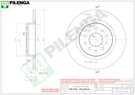 Pilenga 5816 - Тормозной диск autospares.lv
