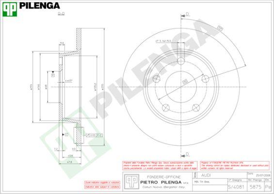 Pilenga 5875 - Тормозной диск autospares.lv