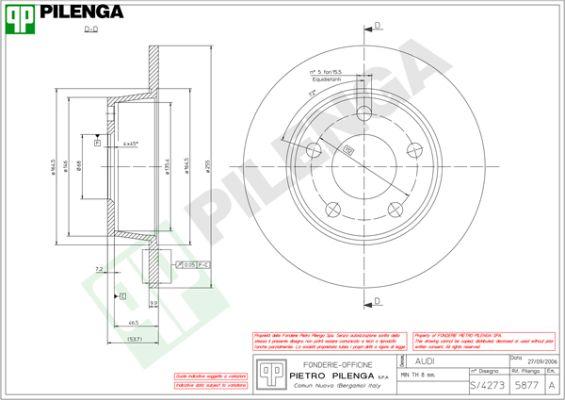 Pilenga 5877 - Тормозной диск autospares.lv