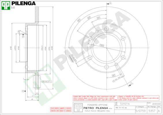 Pilenga 5357 - Тормозной диск autospares.lv