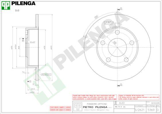 Pilenga 5369 - Тормозной диск autospares.lv