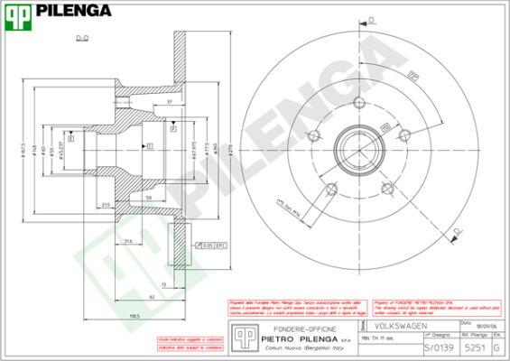 Pilenga 5251 - Тормозной диск autospares.lv