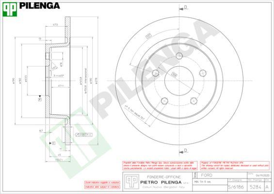 Pilenga 5284 - Тормозной диск autospares.lv