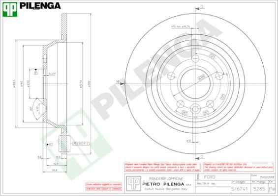 Pilenga 5285 - Тормозной диск autospares.lv