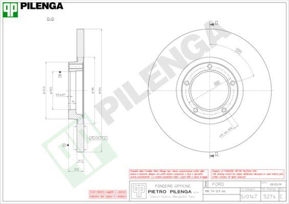 Pilenga 5274 - Тормозной диск autospares.lv