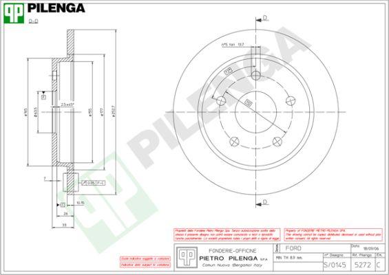 Pilenga 5272 - Тормозной диск autospares.lv