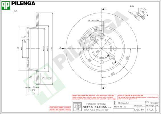 Pilenga 5745 - Тормозной диск autospares.lv