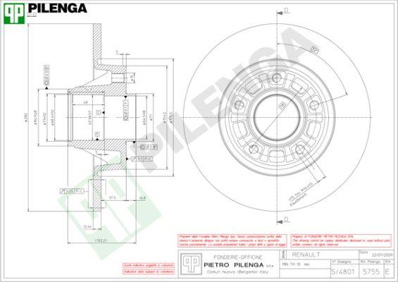 Pilenga 5755 - Тормозной диск autospares.lv