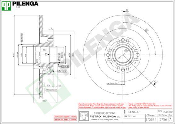 Pilenga 5756 - Тормозной диск autospares.lv