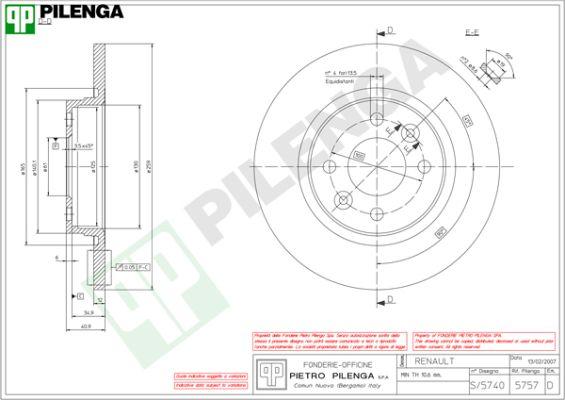 Pilenga 5757 - Тормозной диск autospares.lv