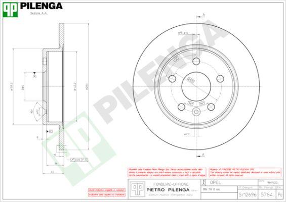 Pilenga 5784 - Тормозной диск autospares.lv