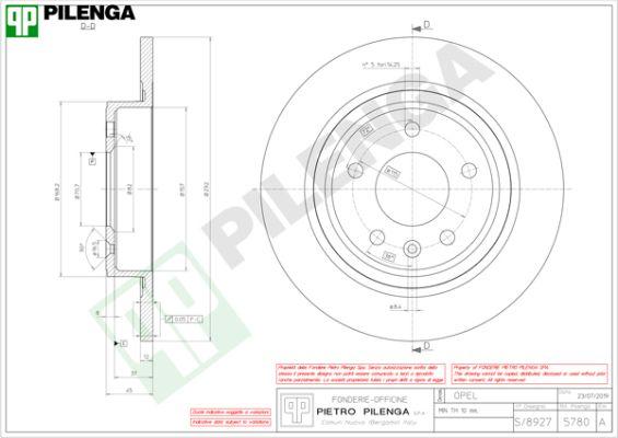 Pilenga 5780 - Тормозной диск autospares.lv