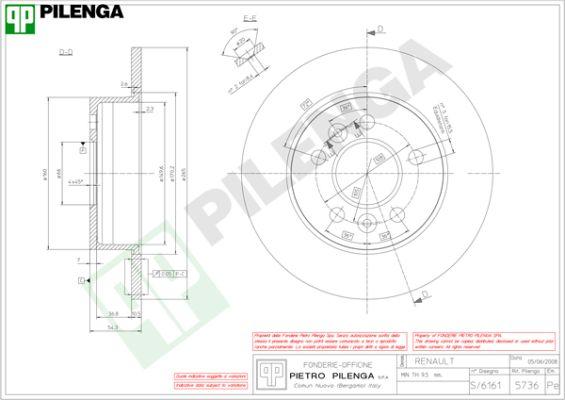 Pilenga 5736 - Тормозной диск autospares.lv