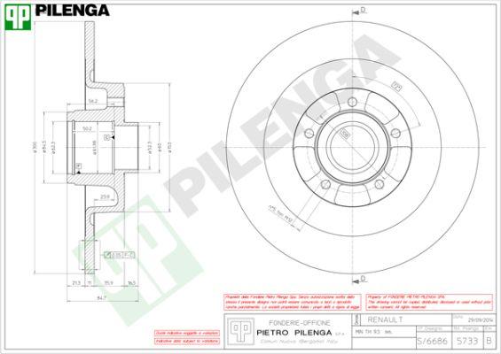 Pilenga 5733 - Тормозной диск autospares.lv