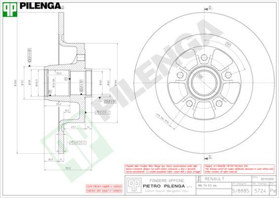 Pilenga 5724 - Тормозной диск autospares.lv