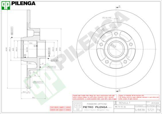 Pilenga 5721 - Тормозной диск autospares.lv