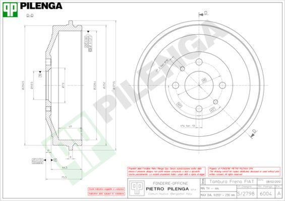 Pilenga 6004 - Тормозной барабан autospares.lv