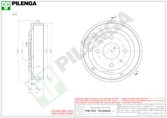 Pilenga 6005 - Тормозной барабан autospares.lv