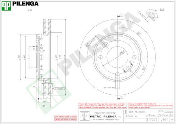 Pilenga V961 - Тормозной диск autospares.lv