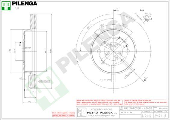 Pilenga V424 - Тормозной диск autospares.lv