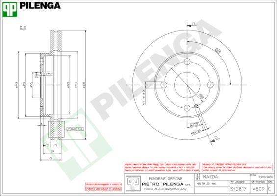 Pilenga V509 - Тормозной диск autospares.lv