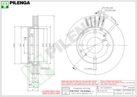 Pilenga V609 - Тормозной диск autospares.lv