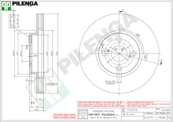 Pilenga V688 - Тормозной диск autospares.lv