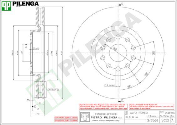 Pilenga V052 - Тормозной диск autospares.lv