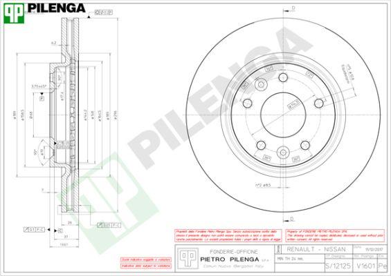 Pilenga V1601 - Тормозной диск autospares.lv