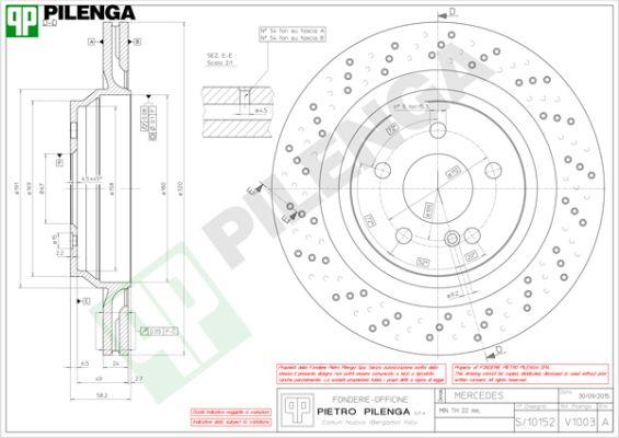 Pilenga V1003 - Тормозной диск autospares.lv