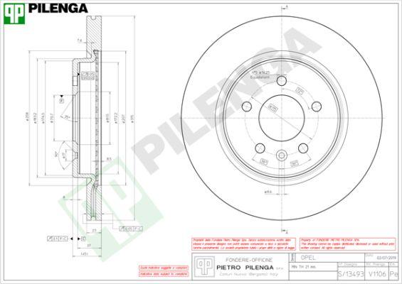 Pilenga V1106 - Тормозной диск autospares.lv