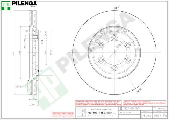 Pilenga V834 - Тормозной диск autospares.lv