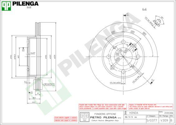 Pilenga V309 - Тормозной диск autospares.lv