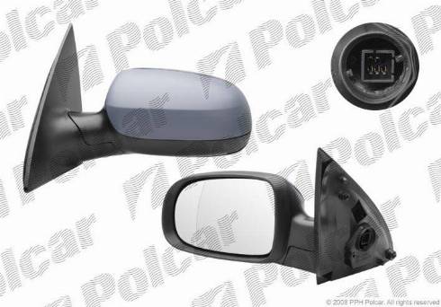 Polcar 5556514M - Зеркальное стекло, наружное зеркало autospares.lv