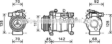 Prasco CRAK128 - Компрессор кондиционера autospares.lv