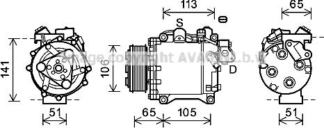 Prasco HDK263 - Компрессор кондиционера autospares.lv