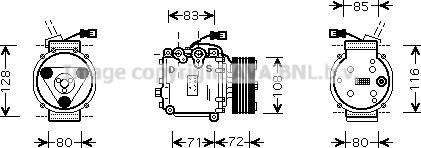 Prasco HDK168 - Компрессор кондиционера autospares.lv