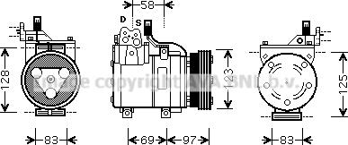 Prasco HYAK093 - Компрессор кондиционера autospares.lv