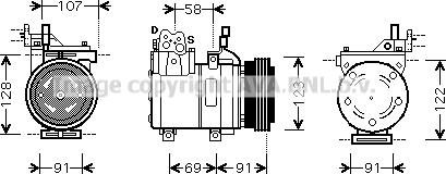 Prasco HYK161 - Компрессор кондиционера autospares.lv