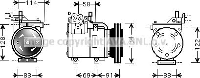 Prasco HYK199 - Компрессор кондиционера autospares.lv