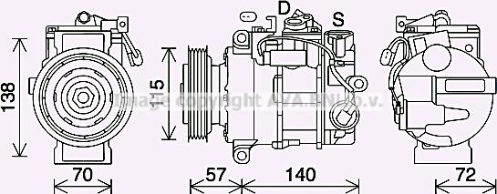 Prasco MSK708 - Компрессор кондиционера autospares.lv