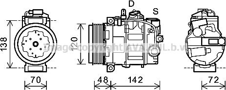 Prasco PRK064 - Компрессор кондиционера autospares.lv